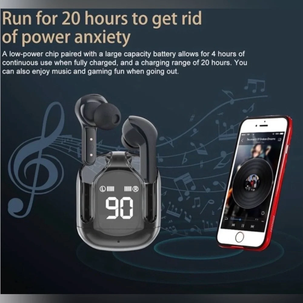 Wireless Headsets with LED Display, Bluetooth, Wireless Earbuds